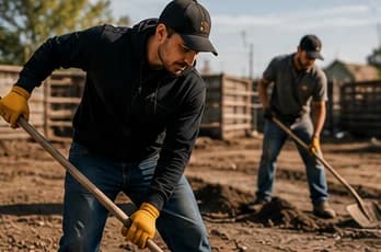 General labor worker preparing an outdoor worksite